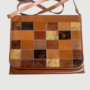 Vintage Argentina Industries CUERO VACA Snakeskin Patchwork Crossbody Bag
